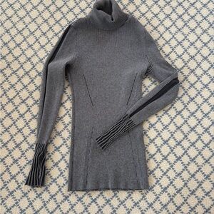 Cache Charcoal and Black Turtleneck Sweater